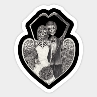 Skeletons loves couple wedding. Sticker